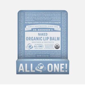 New! Dr. Bronner's Organic Lip Balm Naked 4g - Organic!